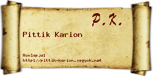 Pittik Karion névjegykártya